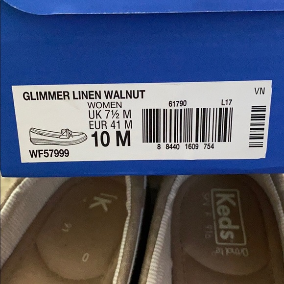 Keds glimmer linen walnut tan slip on shoes boat size 10 womens great condition - Picture 3 of 3